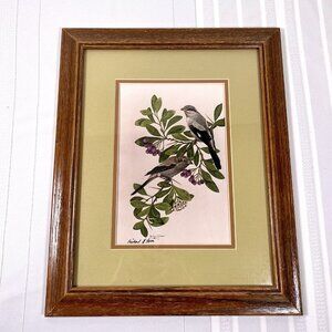 VTG 1988 Bird Print Framed Wildlife Nature Wall Art Richard G. Lowe Rustic Green